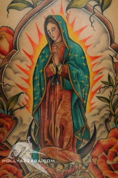 Holly Azzara - Virgin Mary with Roses Back piece